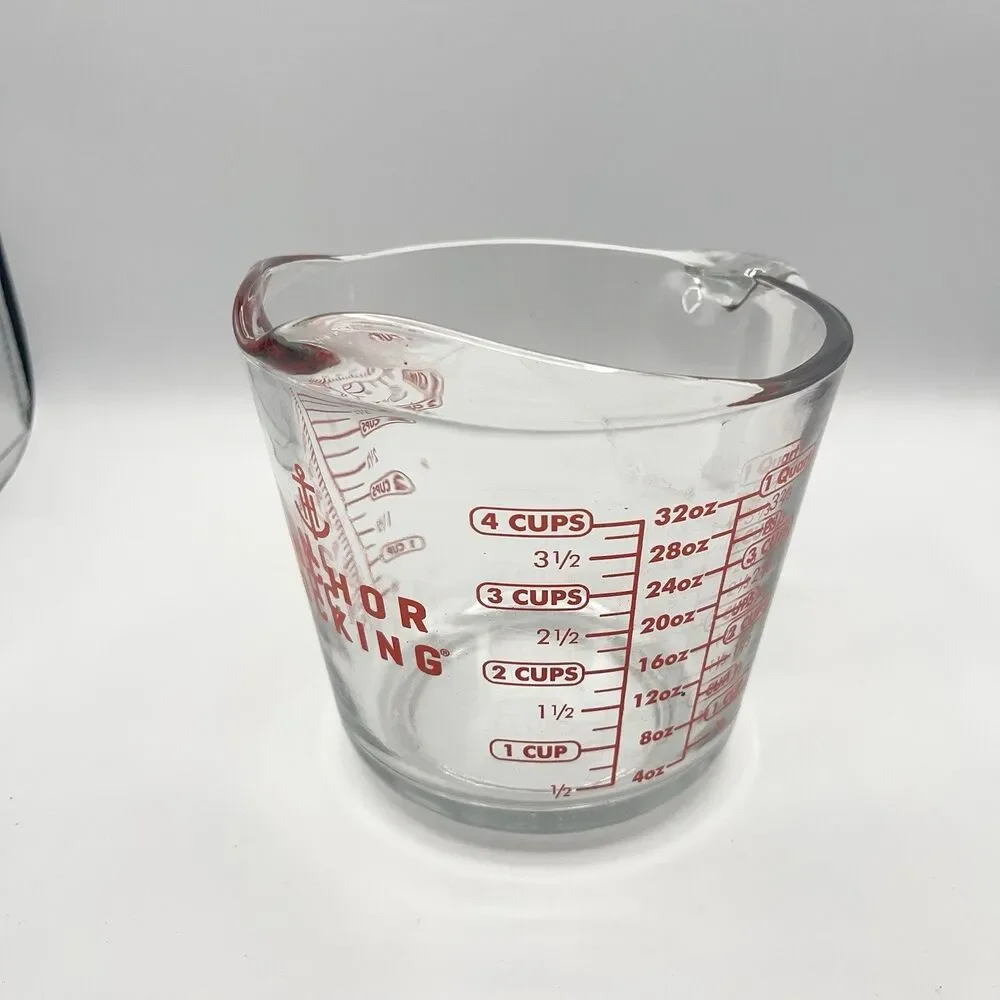 Anchor Hocking 4 Cup Glass Measuring Cup 32oz Red Lettering #8